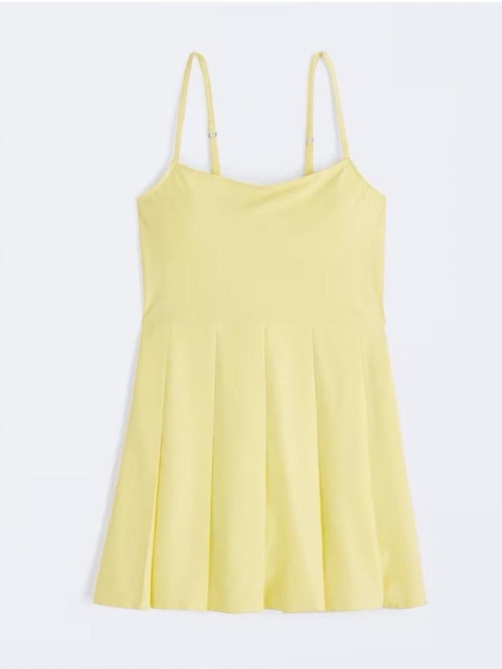 abercrombie pleated traveler mini dress in ‘sunny yellow’